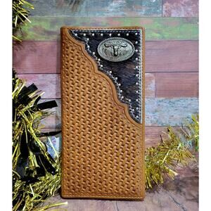 Longhorn Concho Men's Wallet Cowhide leather cowboy rodeo Western tooled Basketw